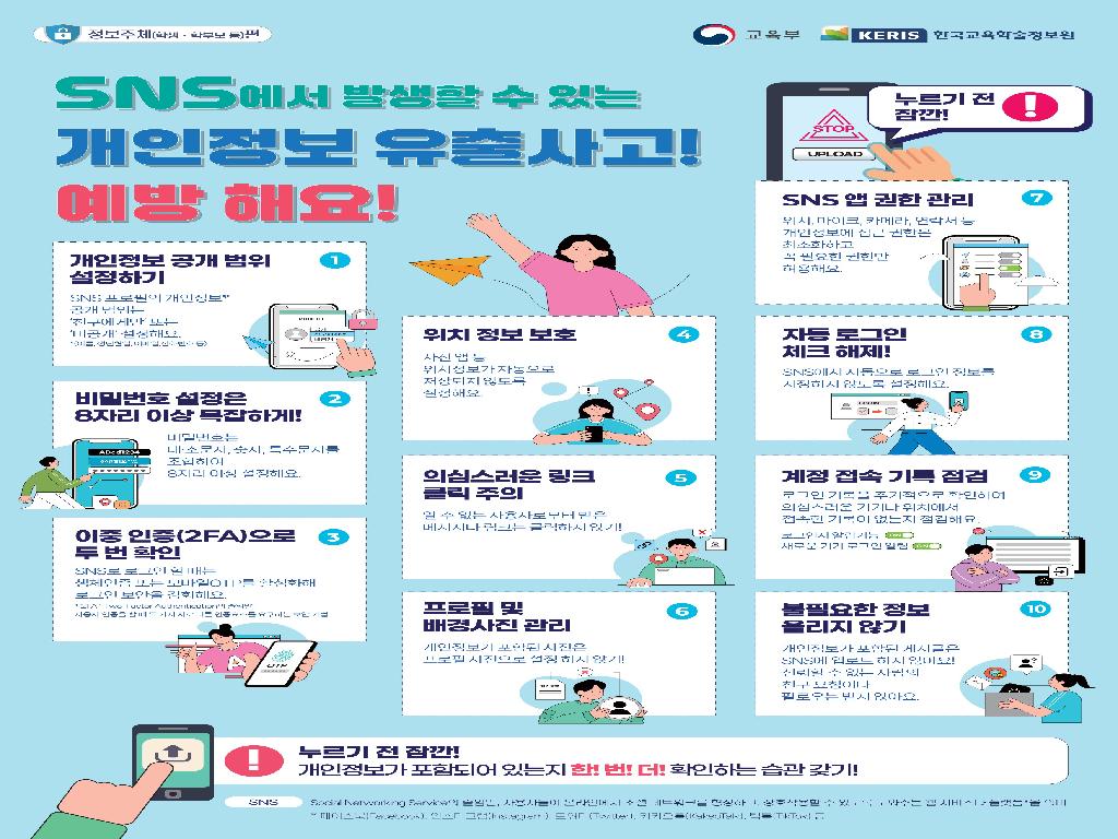 SNS에서 발생할 수 있는 개인정보 유출사고! 예방 해요!